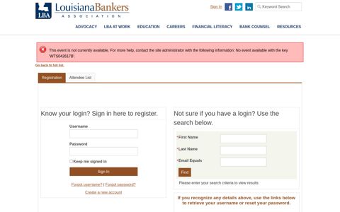 Event Page - Registration - Louisiana Bankers Association