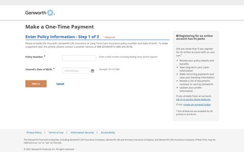Genworth: Pay Online Step 1