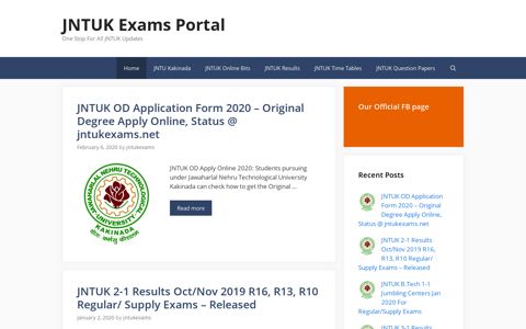 JNTUK Exams Portal - One Stop For All JNTUK Updates