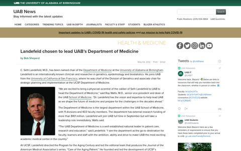 Landefeld chosen to lead UAB's Department of Medicine ...
