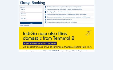 Login - Indigo Group Booking