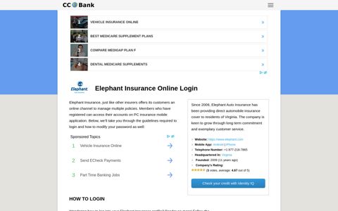 Elephant Insurance Online Login - CC Bank