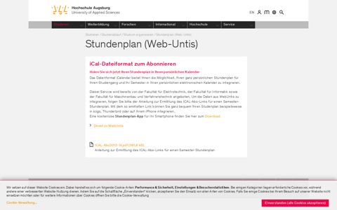 Stundenplan (Web-Untis) - Hochschule Augsburg
