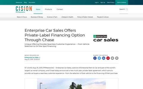 Enterprise Car Sales Offers Private-Label Financing Option ...