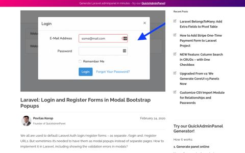 Laravel: Login and Register Forms in Modal Bootstrap Popups ...