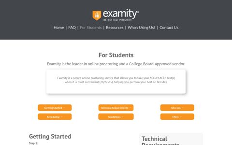 Accuplacer Students - Examity