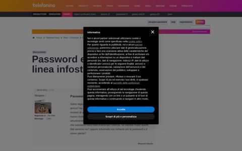 Password e nome utente linea infostrada | Telefonino.net Forum
