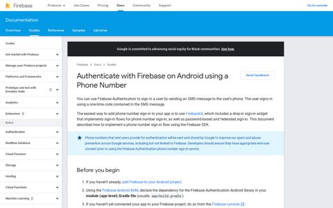 Authenticate with Firebase on Android using a Phone Number