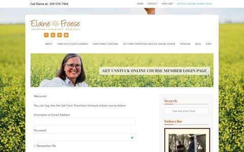 Get Unstuck Online Course Member Login Page - Elaine Froese