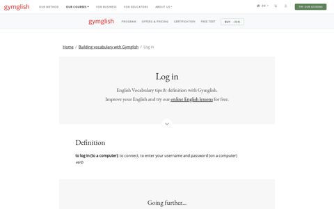 Definition Log in | Gymglish