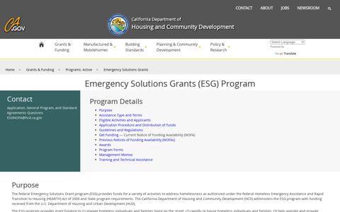 Emergency Solutions Grants Program (ESG)