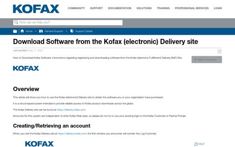 Download Software from the Kofax (electronic) Delivery site ...