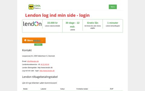 Lendon log ind min side - login - Coolfinans.dk