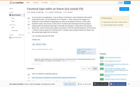 Facebook login within an iframe (but outside FB) - Stack ...