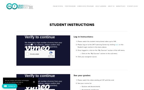 Student Login Instructions — 24/7 Learning Academy
