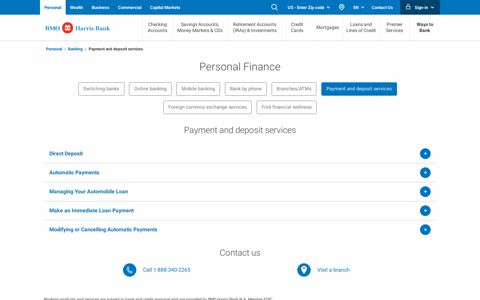 Payment and Deposit Services | Personal Banking - BMO Harris