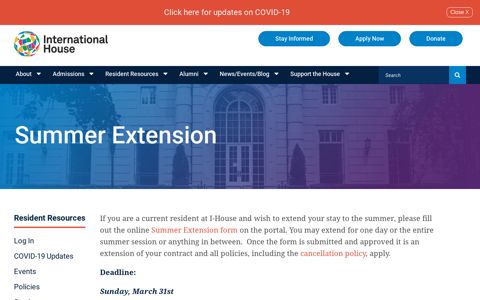 Summer Extension | International House