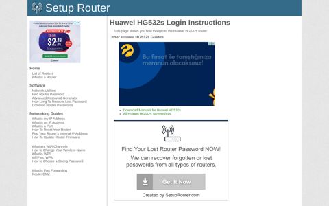 How to Login to the Huawei HG532s - SetupRouter