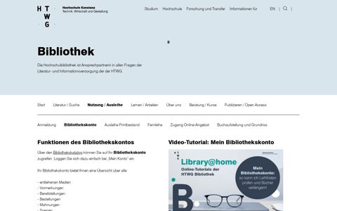 Bibliothekskonto - HTWG - HTWG Konstanz