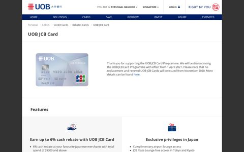 JCB Card | Credit Cards | UOB Singapore - UOB