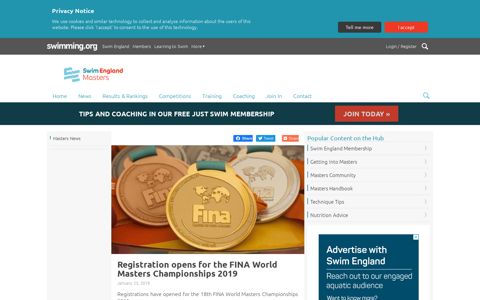 Registration opens for FINA World Masters Championships