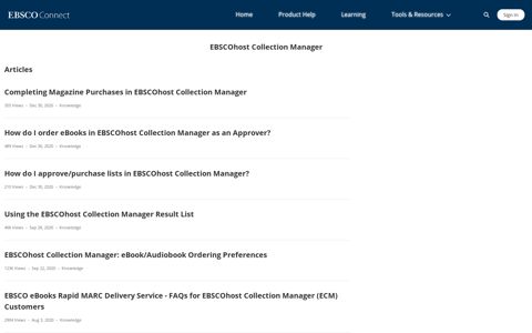 EBSCOhost Collection Manager - EBSCO Connect