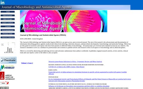 Journal of Microbiology and Antimicrobial Agents (JMAA)