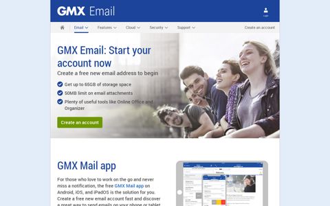 Email account @GMX: Register now Safe, easy & free | GMX