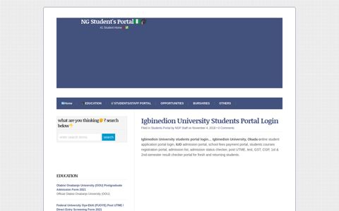 Igbinedion University Students Portal Login - NG Student's ...