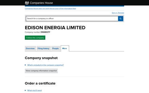 EDISON ENERGIA LIMITED - More (free company information ...