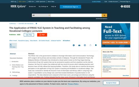 The Application of FROG VLE System in Teaching and ...