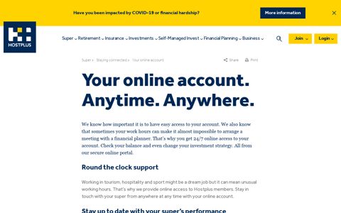 Your Online Account - Hostplus Login - Hostplus