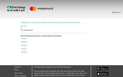 Credit Card Contracts - First Savings Credit Card