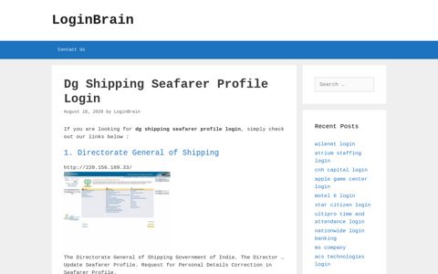 dg shipping seafarer profile login - LoginBrain