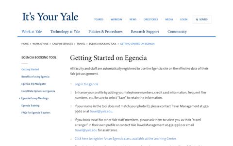 Getting Started on Egencia | It's Your Yale