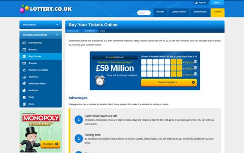 Buy EuroMillions Tickets Online | Play Today - Lottery