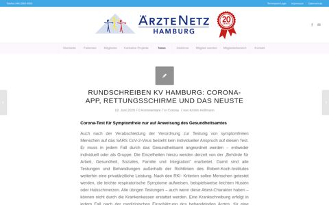 Rundschreiben KV Hamburg: Corona-App, Rettungsschirme ...
