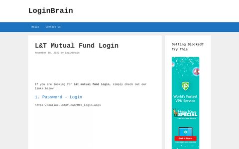 L&T Mutual Fund Password - Login - LoginBrain