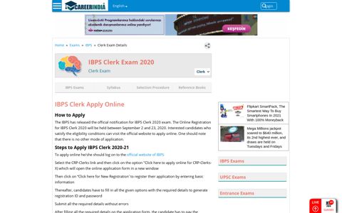 IBPS Clerk Online Registration 2020, How to Apply ...