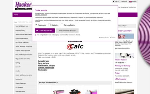 eCalc Online Setup calculator - Hacker Motor