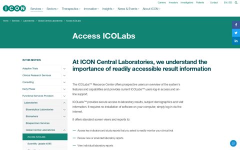Access ICOLabs | Laboratories | ICON plc