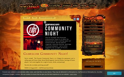 Gamescom Community Night! | Age of Conan | Funcom