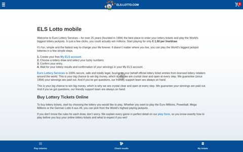 Play Euromillions Powerball and German Lotto on ... - ELS Lotto