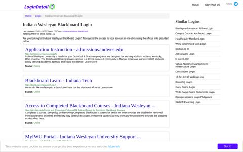 Indiana Wesleyan Blackboard Login Application Instruction ...