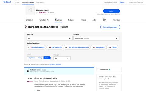 Working at Highpoint Health: Employee Reviews | Indeed.com