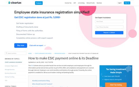 How to make ESIC payment online & its Deadline - ClearTax