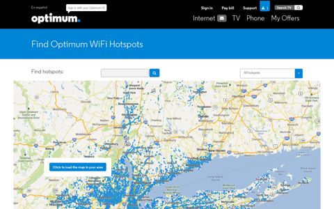 Optimum WiFi Hotspots Map| Optimum