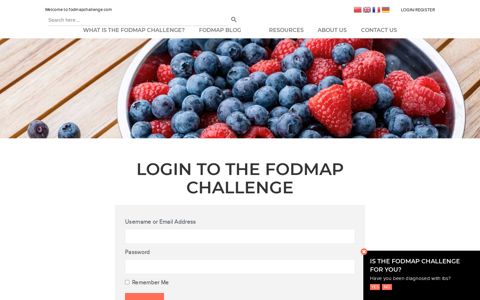 Login to The FODMAP Challenge |