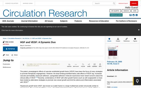 HGF and VEGF: A Dynamic Duo | Circulation Research