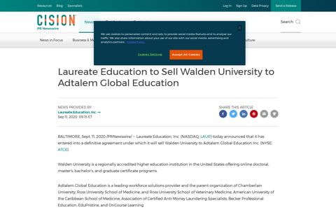 Laureate Education to Sell Walden University to Adtalem ...